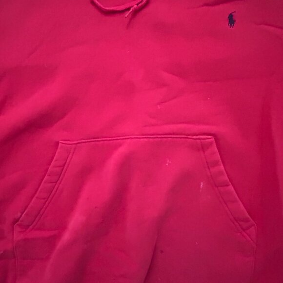 Polo Ralph Lauren Hoodie Sweatshirt Mens Large Red Distressed Faded Damaged - Picture 13 of 14